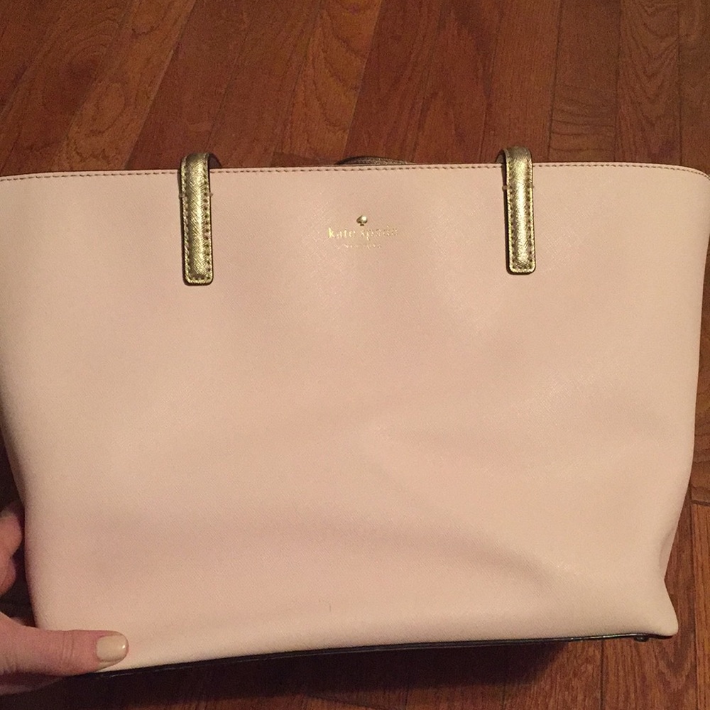 Kate spade blush pink small tote w metallic handle